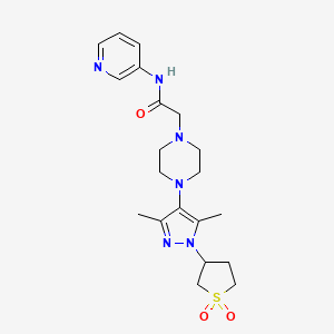 molecular formula C20H28N6O3S B2837729 2-(4-(1-(1,1-dioxidotetrahydrothiophen-3-yl)-3,5-dimethyl-1H-pyrazol-4-yl)piperazin-1-yl)-N-(pyridin-3-yl)acetamide CAS No. 1334374-06-9