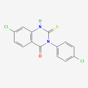 molecular formula C14H8Cl2N2OS B2837731 7-Chloro-3-(4-chlorophenyl)-2-sulfanyl-3,4-dihydroquinazolin-4-one CAS No. 118449-37-9