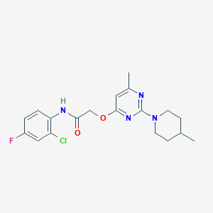 molecular formula C19H22ClFN4O2 B2837736 N-(2-氯-4-氟苯基)-2-{[6-甲基-2-(4-甲基哌啶-1-基)嘧啶-4-基]氧基}乙酰胺 CAS No. 1226426-88-5