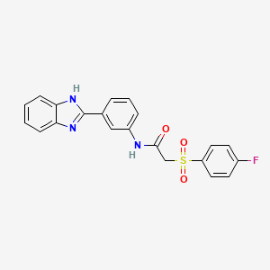 molecular formula C21H16FN3O3S B2837749 N-(3-(1H-苯并[d]咪唑-2-基)苯基)-2-((4-氟苯基)磺酰)乙酰胺 CAS No. 895476-06-9