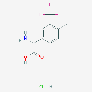 molecular formula C10H11ClF3NO2 B2837761 2-Amino-2-[4-methyl-3-(trifluoromethyl)phenyl]acetic acid;hydrochloride CAS No. 2551115-20-7
