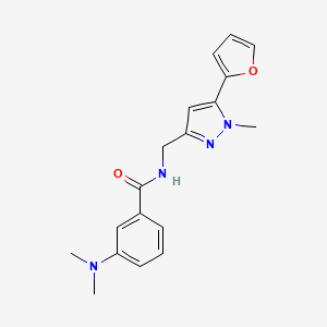 3-(dimethylamino)-N-((5-(furan-2-yl)-1-methyl-1H-pyrazol-3-yl)methyl)benzamide