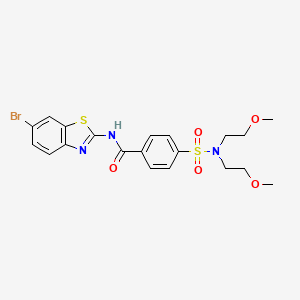 molecular formula C20H22BrN3O5S2 B2837769 4-[bis(2-methoxyethyl)sulfamoyl]-N-(6-bromo-1,3-benzothiazol-2-yl)benzamide CAS No. 442535-33-3