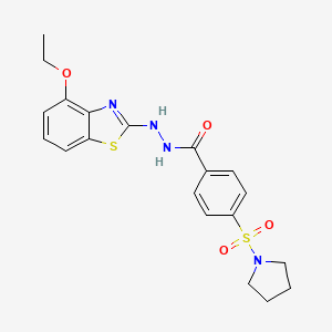 molecular formula C20H22N4O4S2 B2837777 N'-(4-乙氧基苯并[d]噻唑-2-基)-4-(吡咯烷-1-基磺酰基)苯甲酰肼 CAS No. 851978-63-7