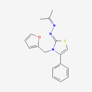 molecular formula C17H17N3OS B2837784 (Z)-3-(furan-2-ylmethyl)-4-phenyl-2-(propan-2-ylidenehydrazono)-2,3-dihydrothiazole CAS No. 402945-54-4