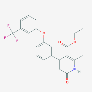 molecular formula C22H20F3NO4 B2837788 Ethyl 2-methyl-6-oxo-4-{3-[3-(trifluoromethyl)phenoxy]phenyl}-1,4,5,6-tetrahydro-3-pyridinecarboxylate CAS No. 294853-80-8