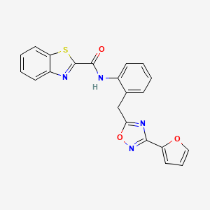 molecular formula C21H14N4O3S B2837793 N-(2-((3-(呋喃-2-基)-1,2,4-噁二唑-5-基)甲基)苯基)苯并[d]噻唑-2-甲酰胺 CAS No. 1797960-04-3