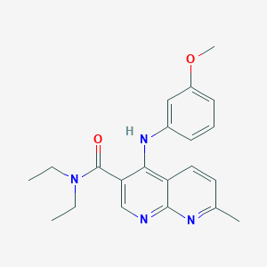 molecular formula C21H24N4O2 B2837797 N,N-二乙基-4-((3-甲氧基苯基)氨基)-7-甲基-1,8-萘啶-3-甲酰胺 CAS No. 1251600-71-1
