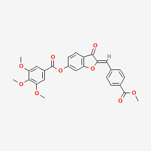 molecular formula C27H22O9 B2837801 (Z)-2-(4-(methoxycarbonyl)benzylidene)-3-oxo-2,3-dihydrobenzofuran-6-yl 3,4,5-trimethoxybenzoate CAS No. 858757-43-4