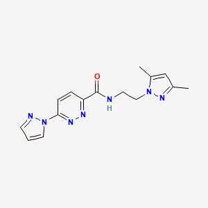 molecular formula C15H17N7O B2837803 N-(2-(3,5-二甲基-1H-吡唑-1-基)乙基)-6-(1H-吡唑-1-基)吡啶并[3H]嘧啶-3-甲酰胺 CAS No. 1351595-22-6