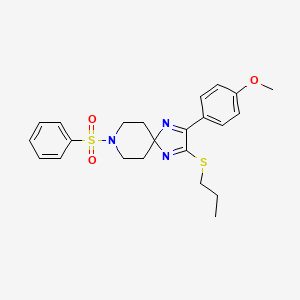 molecular formula C23H27N3O3S2 B2837805 2-(4-Methoxyphenyl)-8-(phenylsulfonyl)-3-(propylthio)-1,4,8-triazaspiro[4.5]deca-1,3-diene CAS No. 932285-35-3