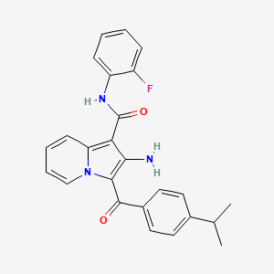 molecular formula C25H22FN3O2 B2837815 2-氨基-N-(2-氟苯基)-3-(4-异丙基苯甲酰)吲哚吡啶-1-甲酰胺 CAS No. 906163-26-6