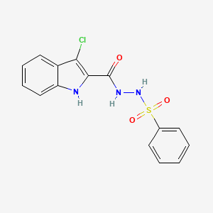 molecular formula C15H12ClN3O3S B2837826 N'-[(3-chloro-1H-indol-2-yl)carbonyl]benzenesulfonohydrazide CAS No. 866051-16-3