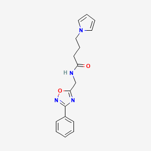 molecular formula C17H18N4O2 B2837838 N-((3-phenyl-1,2,4-oxadiazol-5-yl)methyl)-4-(1H-pyrrol-1-yl)butanamide CAS No. 1257550-73-4