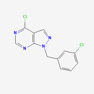 molecular formula C12H8Cl2N4 B2837843 4-chloro-1-(3-chlorobenzyl)-1H-pyrazolo[3,4-d]pyrimidine CAS No. 1405704-66-6