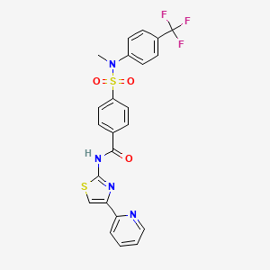 molecular formula C23H17F3N4O3S2 B2837850 4-(N-methyl-N-(4-(trifluoromethyl)phenyl)sulfamoyl)-N-(4-(pyridin-2-yl)thiazol-2-yl)benzamide CAS No. 1242422-09-8