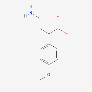 molecular formula C11H15F2NO B2837851 4,4-二氟-3-(4-甲氧基苯基)丁基胺 CAS No. 1895760-37-8