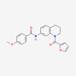molecular formula C22H20N2O4 B2837852 N-[1-(2-furoyl)-1,2,3,4-tetrahydroquinolin-7-yl]-4-methoxybenzamide CAS No. 946319-46-6