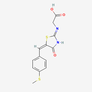 molecular formula C13H12N2O3S2 B2837856 2-[(5-{(E)-[4-(methylsulfanyl)phenyl]methylidene}-4-oxo-4,5-dihydro-1,3-thiazol-2-yl)amino]acetic acid CAS No. 866149-75-9