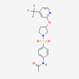 molecular formula C18H18F3N3O4S B2837858 N-(4-((3-((4-(trifluoromethyl)pyridin-2-yl)oxy)pyrrolidin-1-yl)sulfonyl)phenyl)acetamide CAS No. 2034527-27-8