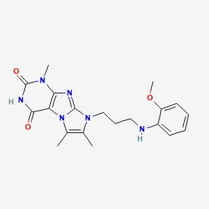 molecular formula C20H24N6O3 B2837859 8-(3-((2-methoxyphenyl)amino)propyl)-1,6,7-trimethyl-1H-imidazo[2,1-f]purine-2,4(3H,8H)-dione CAS No. 923109-26-6