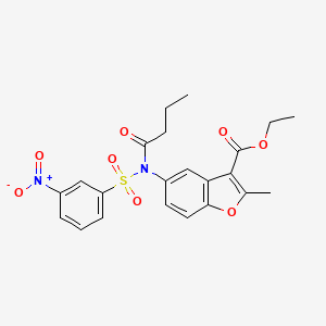 molecular formula C22H22N2O8S B2837861 Ethyl 5-[butanoyl-(3-nitrophenyl)sulfonylamino]-2-methyl-1-benzofuran-3-carboxylate CAS No. 448210-00-2