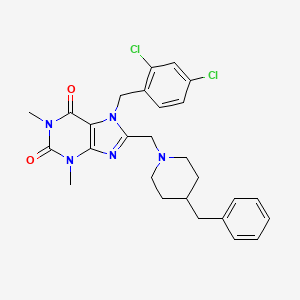 molecular formula C27H29Cl2N5O2 B2837868 8-((4-benzylpiperidin-1-yl)methyl)-7-(2,4-dichlorobenzyl)-1,3-dimethyl-1H-purine-2,6(3H,7H)-dione CAS No. 851940-23-3