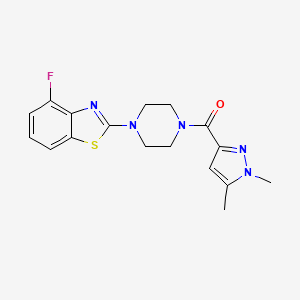 molecular formula C17H18FN5OS B2837874 (1,5-二甲基-1H-吡唑-3-基)(4-(4-氟苯并[d]噻唑-2-基)哌嗪-1-基)甲酮 CAS No. 1013799-01-3