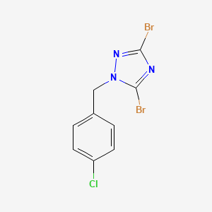 molecular formula C9H6Br2ClN3 B2837875 3,5-dibromo-1-(4-chlorobenzyl)-1H-1,2,4-triazole CAS No. 919259-59-9