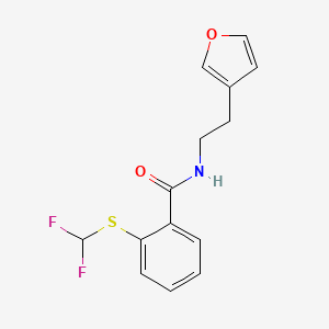 molecular formula C14H13F2NO2S B2837876 2-((difluoromethyl)thio)-N-(2-(furan-3-yl)ethyl)benzamide CAS No. 1798029-10-3
