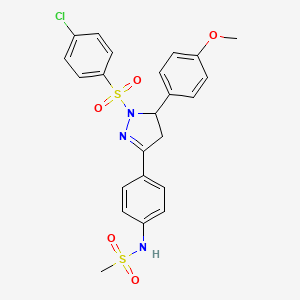 molecular formula C23H22ClN3O5S2 B2837882 N-[4-(2-(4-氯苯基)磺酰-3-(4-甲氧基苯基)-3,4-二氢呋喃-5-基)苯基]甲磺酰胺 CAS No. 851780-87-5
