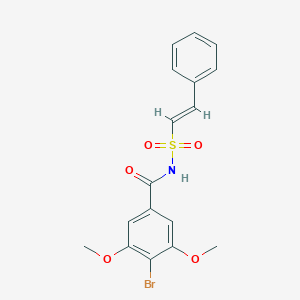 molecular formula C17H16BrNO5S B2837910 4-Bromo-3,5-dimethoxy-N-[(E)-2-phenylethenyl]sulfonylbenzamide CAS No. 1445756-12-6
