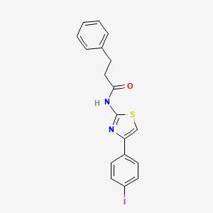 molecular formula C18H15IN2OS B2837914 N-[4-(4-iodophenyl)-1,3-thiazol-2-yl]-3-phenylpropanamide CAS No. 477545-45-2