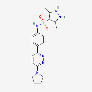 molecular formula C19H22N6O2S B2837918 3,5-dimethyl-N-[4-(6-pyrrolidin-1-ylpyridazin-3-yl)phenyl]pyrazolidine-4-sulfonamide CAS No. 1240313-97-6