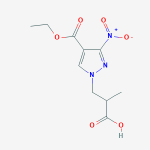 molecular formula C10H13N3O6 B2837932 3-[4-(ethoxycarbonyl)-3-nitro-1H-pyrazol-1-yl]-2-methylpropanoic acid CAS No. 1856047-13-6