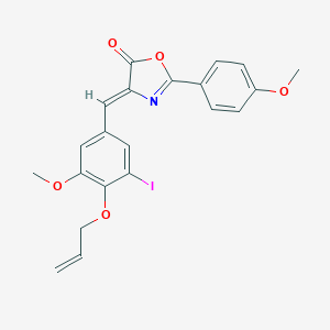 molecular formula C21H18INO5 B283794 4-[4-(allyloxy)-3-iodo-5-methoxybenzylidene]-2-(4-methoxyphenyl)-1,3-oxazol-5(4H)-one 