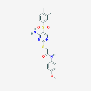 molecular formula C22H24N4O4S2 B2837942 2-((4-amino-5-((3,4-dimethylphenyl)sulfonyl)pyrimidin-2-yl)thio)-N-(4-ethoxyphenyl)acetamide CAS No. 894951-50-9