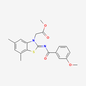 Methyl 2-[2-(3-methoxybenzoyl)imino-5,7-dimethyl-1,3-benzothiazol-3-yl]acetate