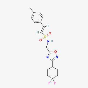 molecular formula C18H21F2N3O3S B2837958 (E)-N-((3-(4,4-difluorocyclohexyl)-1,2,4-oxadiazol-5-yl)methyl)-2-(p-tolyl)ethenesulfonamide CAS No. 2034998-01-9