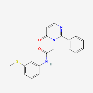 molecular formula C20H19N3O2S B2837966 2-(4-methyl-6-oxo-2-phenylpyrimidin-1(6H)-yl)-N-[3-(methylsulfanyl)phenyl]acetamide CAS No. 1260921-69-4