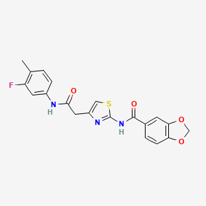 N-(4-(2-((3-fluoro-4-methylphenyl)amino)-2-oxoethyl)thiazol-2-yl)benzo[d][1,3]dioxole-5-carboxamide