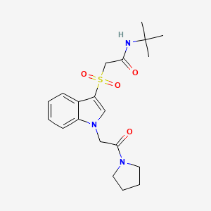 N-(tert-butyl)-2-((1-(2-oxo-2-(pyrrolidin-1-yl)ethyl)-1H-indol-3-yl)sulfonyl)acetamide
