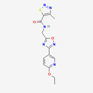 molecular formula C14H14N6O3S B2837996 N-((3-(6-ethoxypyridin-3-yl)-1,2,4-oxadiazol-5-yl)methyl)-4-methyl-1,2,3-thiadiazole-5-carboxamide CAS No. 2034369-69-0