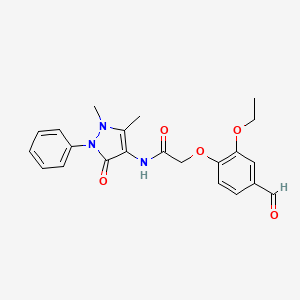 molecular formula C22H23N3O5 B2838021 N-(1,5-dimethyl-3-oxo-2-phenyl-2,3-dihydro-1H-pyrazol-4-yl)-2-(2-ethoxy-4-formylphenoxy)acetamide CAS No. 881580-08-1