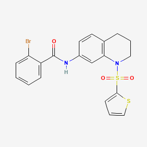 molecular formula C20H17BrN2O3S2 B2838024 2-溴-N-(1-(噻吩-2-基磺酰)-1,2,3,4-四氢喹啉-7-基)苯甲酰胺 CAS No. 898413-81-5