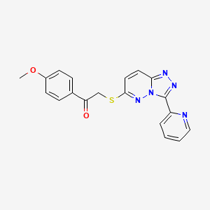 molecular formula C19H15N5O2S B2838026 1-(4-Methoxyphenyl)-2-[(3-pyridin-2-yl-[1,2,4]triazolo[4,3-b]pyridazin-6-yl)sulfanyl]ethanone CAS No. 868968-30-3