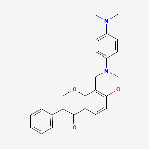 molecular formula C25H22N2O3 B2838039 9-(4-(二甲胺基)苯基)-3-苯基-9,10-二氢-8,7-二氧杂环己烯[1,3]噁啉-4(8H)-酮 CAS No. 929493-79-8