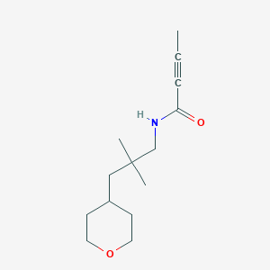 molecular formula C14H23NO2 B2838040 N-[2,2-Dimethyl-3-(oxan-4-yl)propyl]but-2-ynamide CAS No. 2411241-23-9