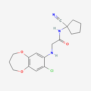 molecular formula C17H20ClN3O3 B2838044 2-[(8-chloro-3,4-dihydro-2H-1,5-benzodioxepin-7-yl)amino]-N-(1-cyanocyclopentyl)acetamide CAS No. 1252440-02-0