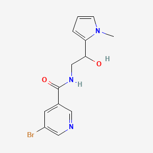 molecular formula C13H14BrN3O2 B2838046 5-bromo-N-(2-hydroxy-2-(1-methyl-1H-pyrrol-2-yl)ethyl)nicotinamide CAS No. 1788541-65-0